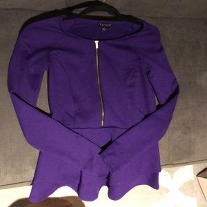 Peplum top with gold zipper